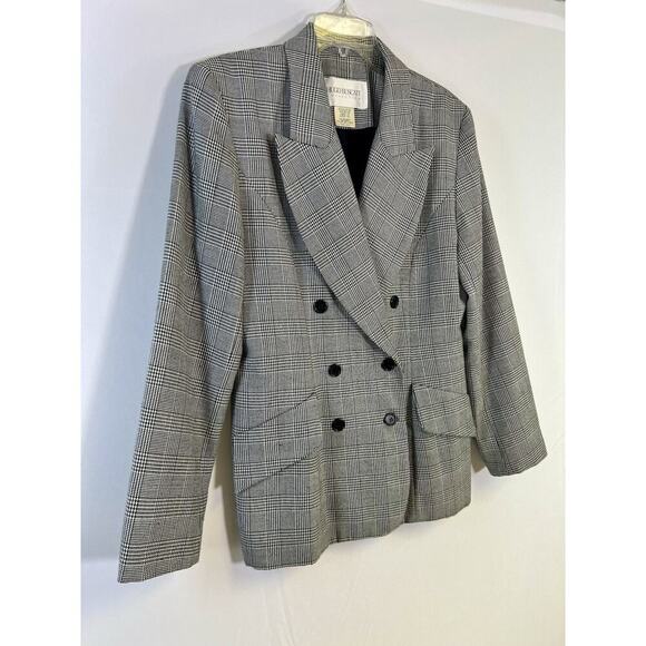 Women’s VTG Hugo Buscati Collection Blazer Houndstooth Gray Size 14 Preppy - Picture 8 of 12
